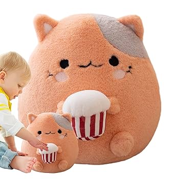 Amazon.co.jp: オレンジ猫のぬいぐるみ、丸い牛イチゴ人形、12.5