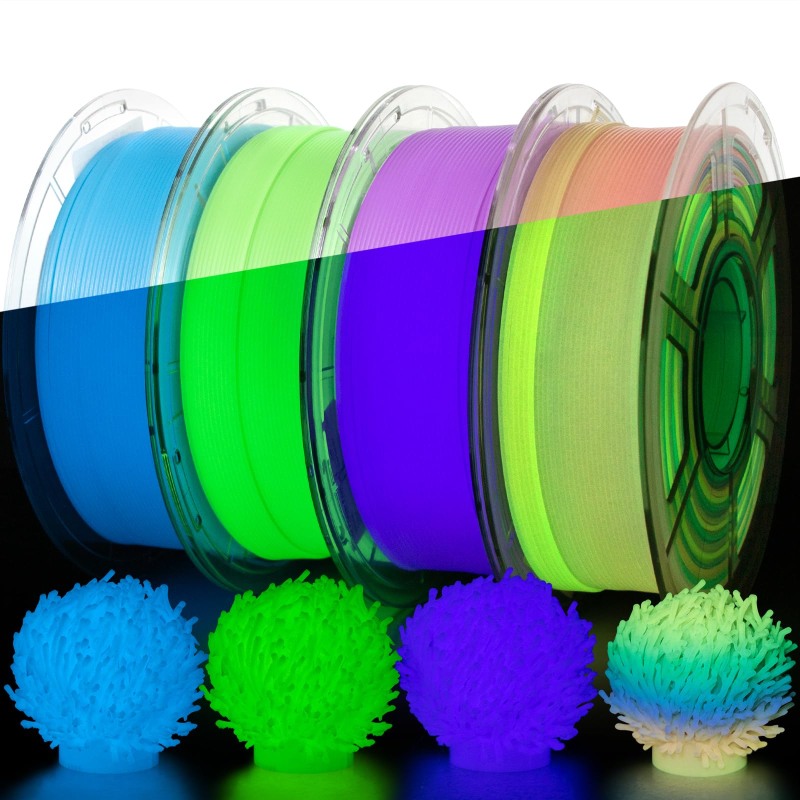 IEMAI PETG Filament 1.75mm 4Kg, Leuchtendes Grün/Blau/Violett/Regenbogen PETG 3D Drucker Filament, Kompatibel mit Bambu Lab, AMS, AMSLite, Maßgenauigkeit +/-0.02mm