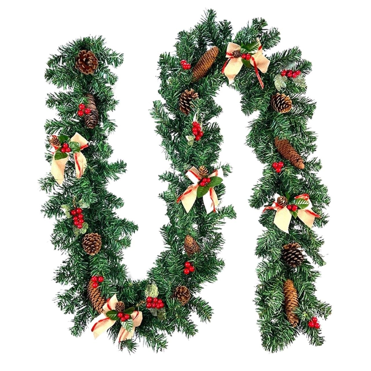 Weihnachts Lametta Weihnachtliche Tannengirlande for Kaminsims Und Geländer, Innen- Außendekoration Girlande(1.8m)