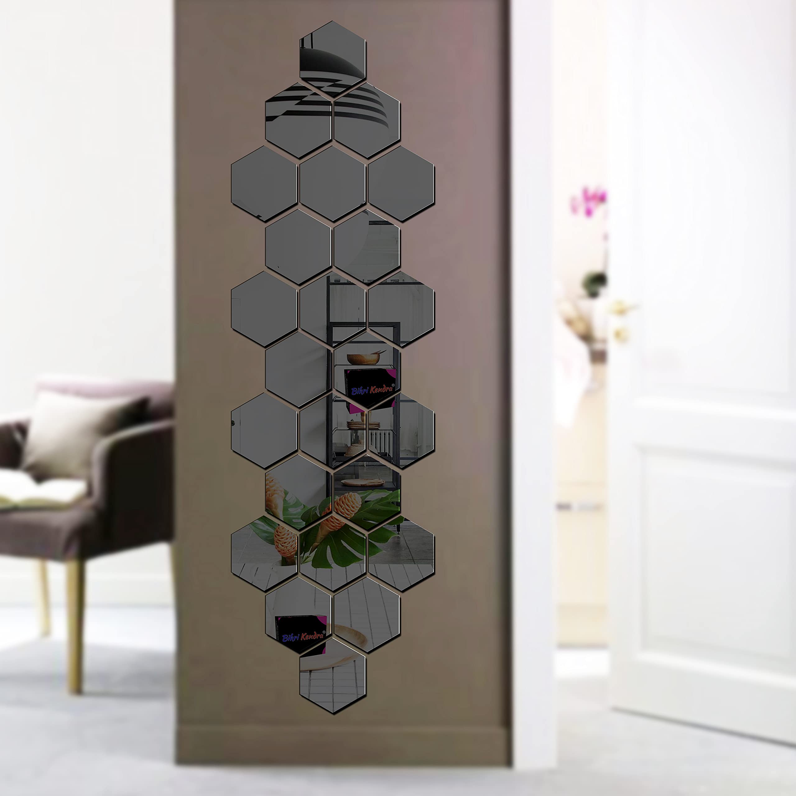 Bikri Kendra - Hexagon 24 Black Mirror Stickers for Wall,Acrylic Mirror,Mirror Wall Decor Sticker,Hexagonal Wall Mirror Stickers,Acrylic Stickers,Wall Stickers for Hall Room,Bedroom,Kitchen. (B08KSCMBT9) Amazon Price History, Amazon Price Tracker