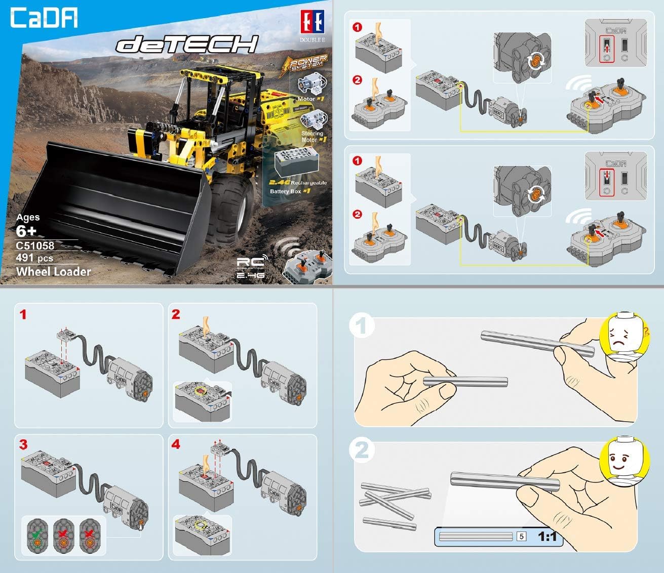 Instruction manual page showing motor and battery connections