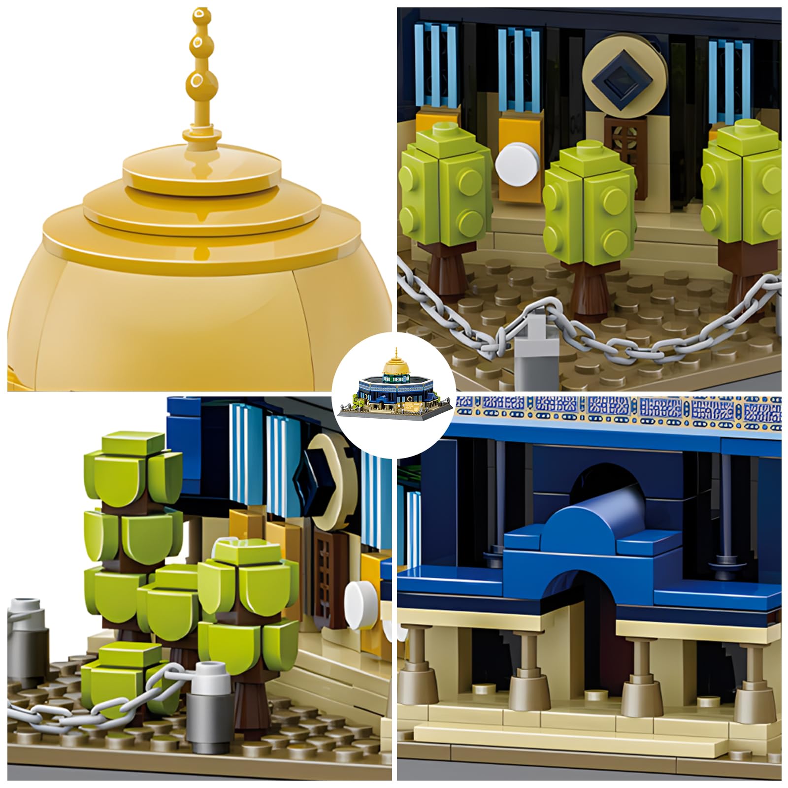 CAXIMSY Cúpula de la roca Juego de bloques de construcción islámicos, diseño arquitectónico, ladrillo, juguete para musulmanes, mezquita, cúpula del Eid Mubarak, regalos para adultos, 983 unidades