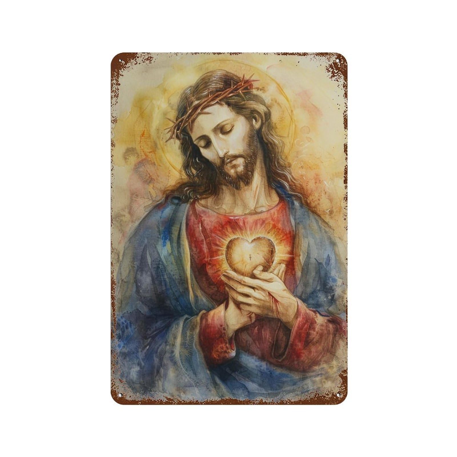YHGERTKU Colorful Impasto Virgin Mary 03 Wall Art Retro Iron Vintage Metal Tin Sign Poster Modern Decor for Living Rooms Gift 30x20cm