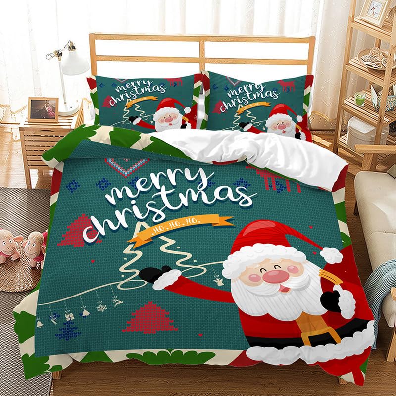 Housse de Couette 220x240 Noël Vieil Homme avec ses 2 taies d'oreiller 65x65