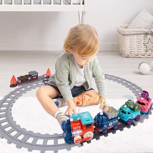 Miniatura 6 de Juegos de tren para niños de 2 a 4 años juguetes de tren eléctrico tren a pilas y pista de tren circular para niños de 3 4 5 6 7 8 años en adelante