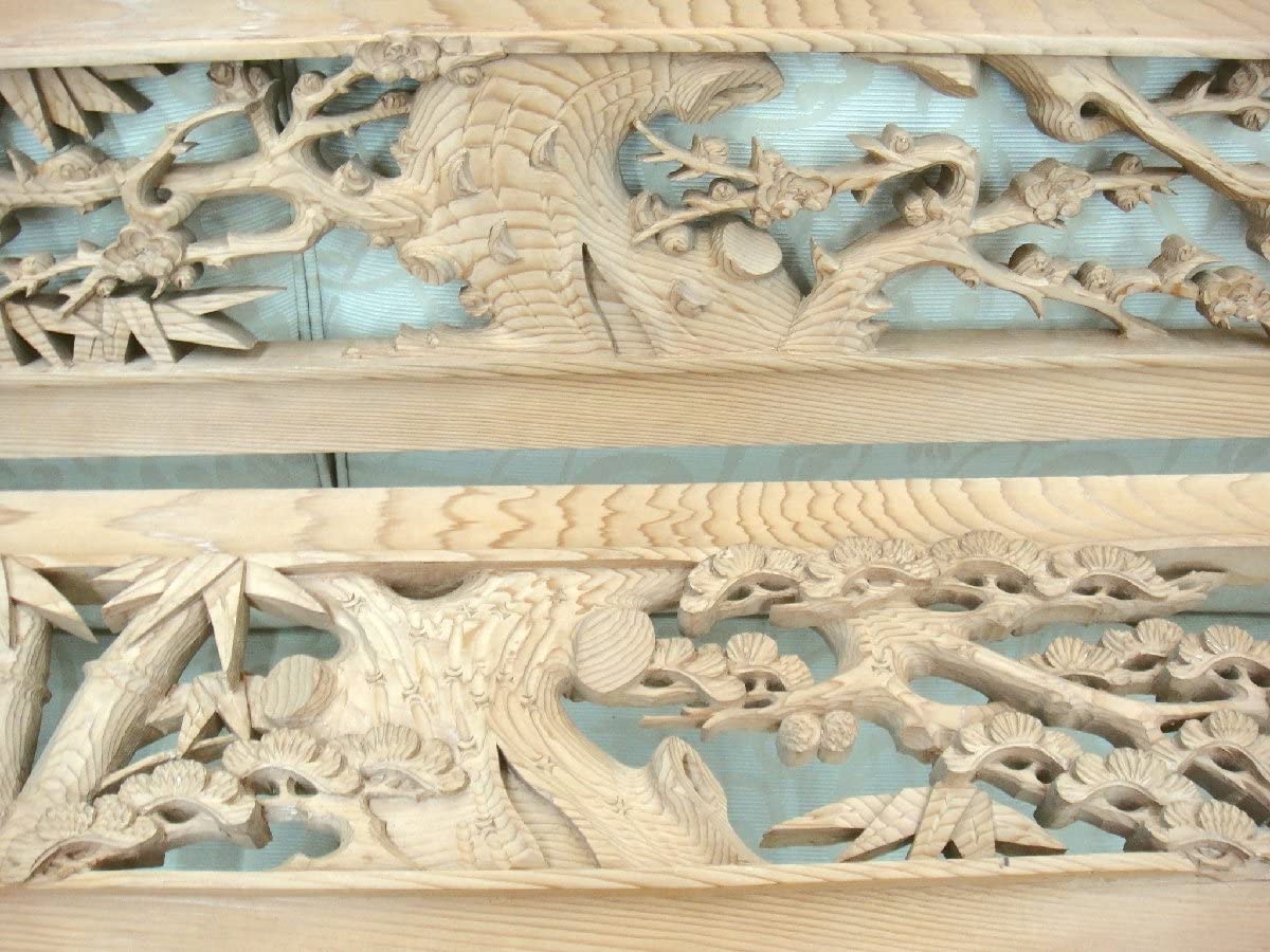 欄間 新品① Amazon.co.jp: 94267T 欄間 一対 特上両面彫 松竹梅文 井波彫刻 細密