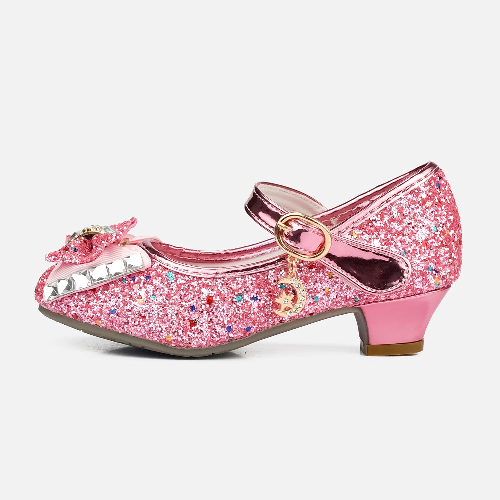 Zapatos de Princesa Elegantes para Niñas de Tacón con Lentejuelas Purpurinas para Disfraz, Fiestas, Bodas