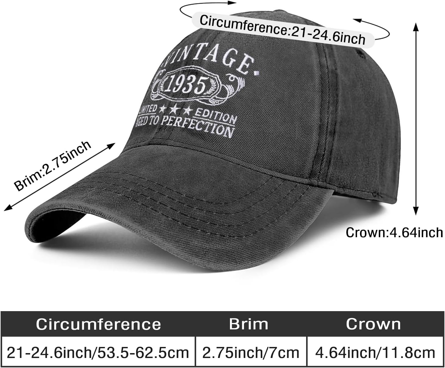 Birthday Gifts for Men Women, Personalized 18th/21st/25th/30th/40th/50th ...90th Birthday Ideas Gift, Vintage Baseball Hat - Image 3