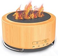 Emochies 500ml Fireplace Essential Oil Diffuser with Flame Light & 9-Color LED - Quiet Humidifier for Home, Bedroom, Yoga, Office