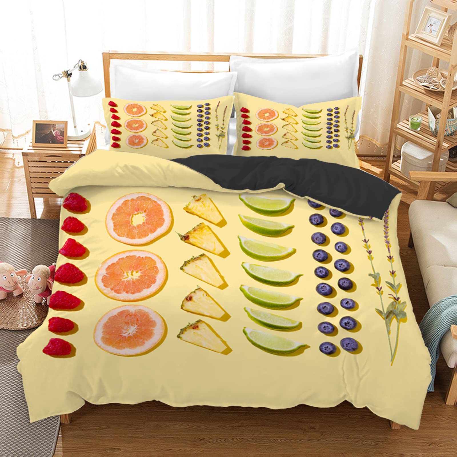 Housse de couette 90x190 jaune pamplemousse pour illuminer la chambre des filles et des garçons