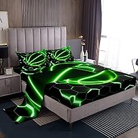 Vista 27 de Erosebridal Graffiti Rugby Ball Sheet Set Twin Colorful Rugby Helmet Bed Sheets Set, Sports Sheets for Boys Girls Football Game Flat Fitted Sheet