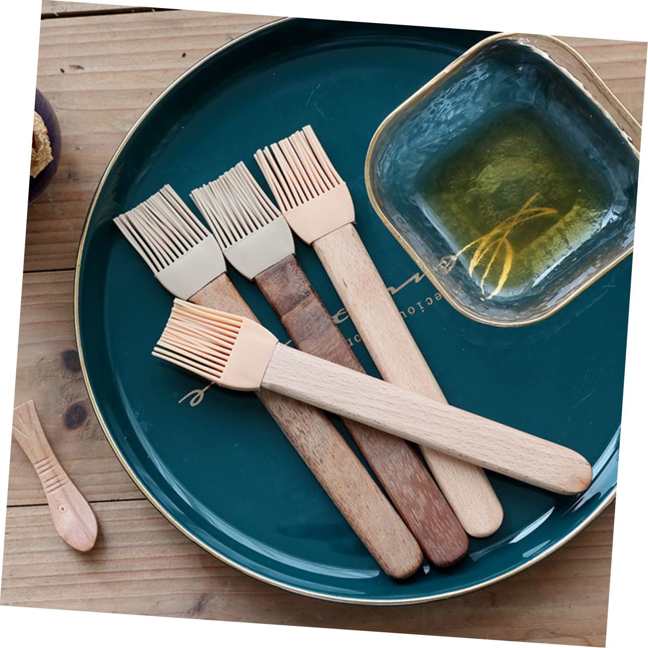 Garneck 2pcs Bbq Silicone Basting Oil Brush Wooden Handle Barbecue Brush for Sauce Safe Non-s Scratch Utensil