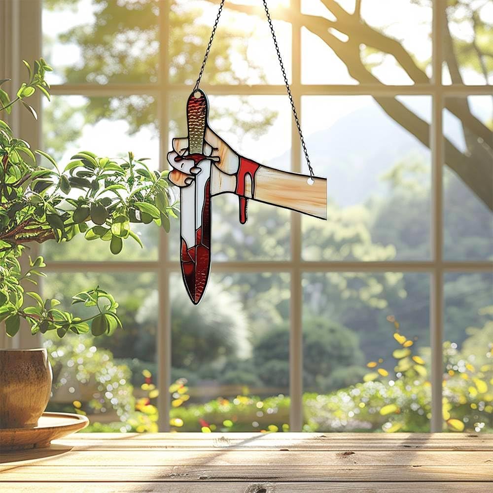 Bloody Sword Acrylic Ornaments Suncatcher Women Men Gifts Halloween Decor image 2