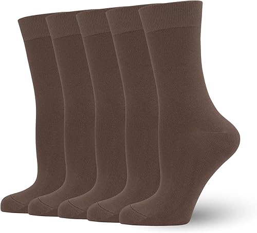 Calcetines altos de bambú de viscosa suave y fina para mujer, ajuste elástico, casual, negocios, calcetines de vestir a la pantorrilla, 5 pares