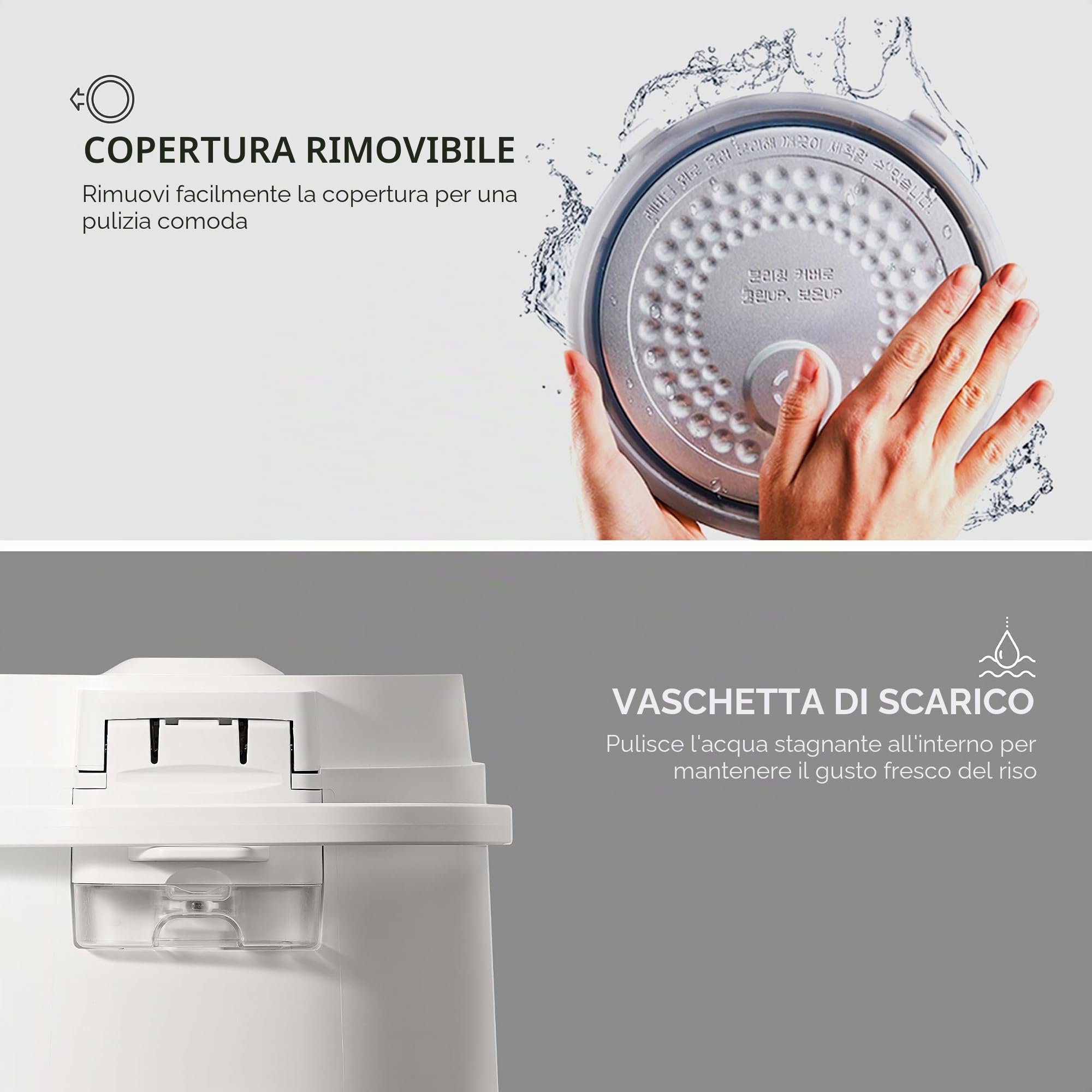 CUCKOO CR-1095 - Cuociriso da 10 tazze (non cotte) / 20 tazze (cotto), con pentola interna antiaderente, interruttore a pressione (bianco)