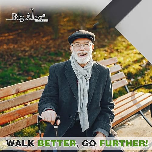 Miniatura 7 de BigAlex Bastón plegable ligero con mango de TPR suave y cómodo para adultos mayores y adultos mayores, mango más grande para mayor comodidad, palo