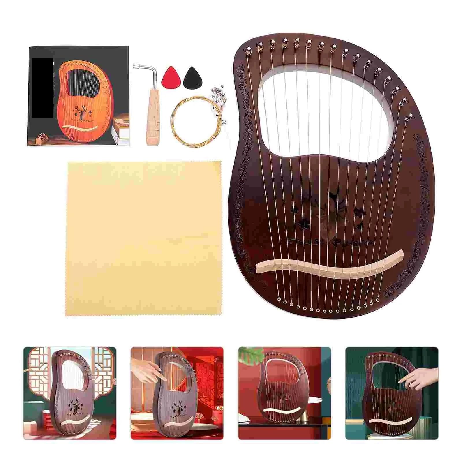 Lyre Harp 1 Set Kinder Retro 16-Ton Leier Harfe Holz Leier Harfe String Instrument Musik Instrumente