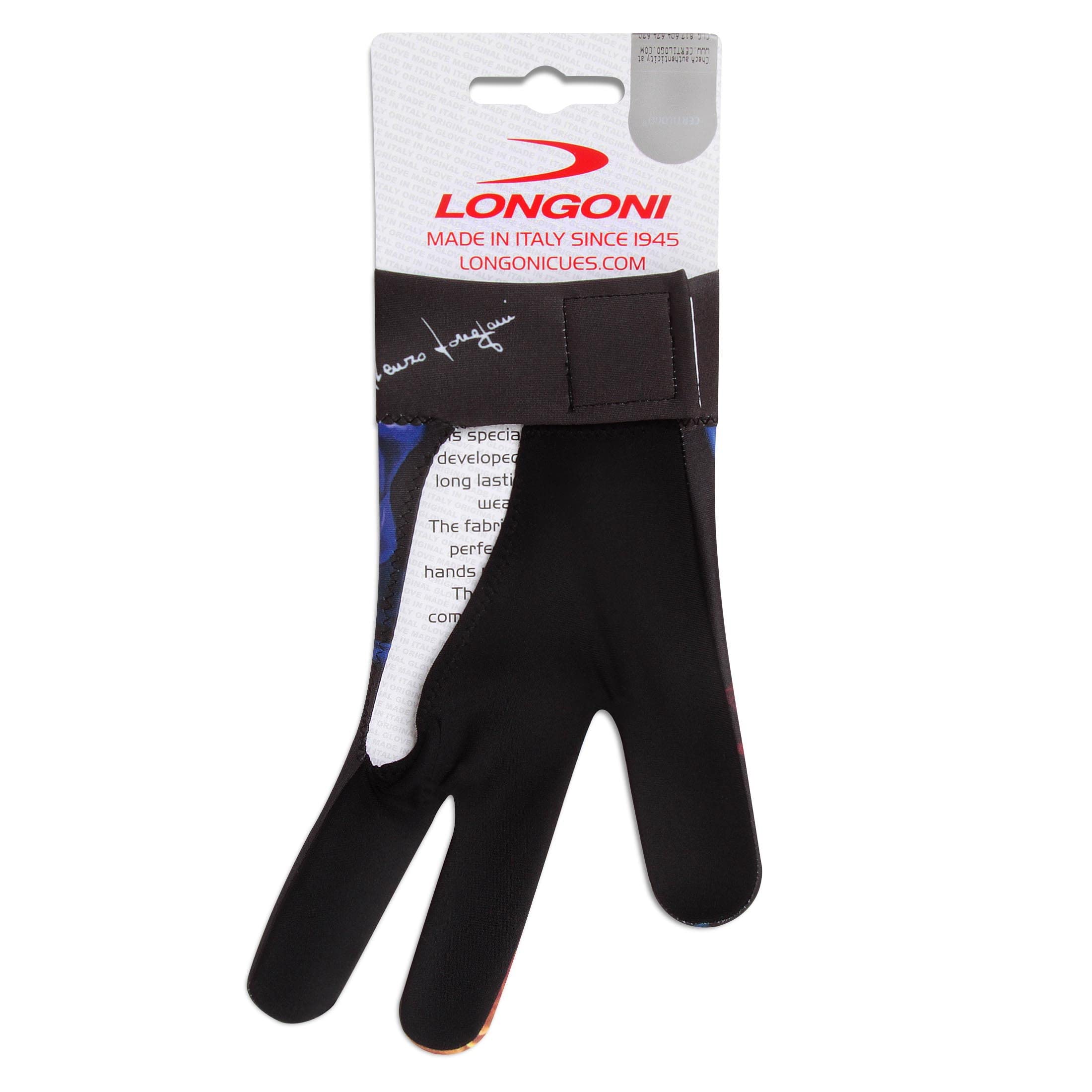 Longoni Billard-Queue-Handschuh Fancy Color Explosion Collection 2 für linke Hand