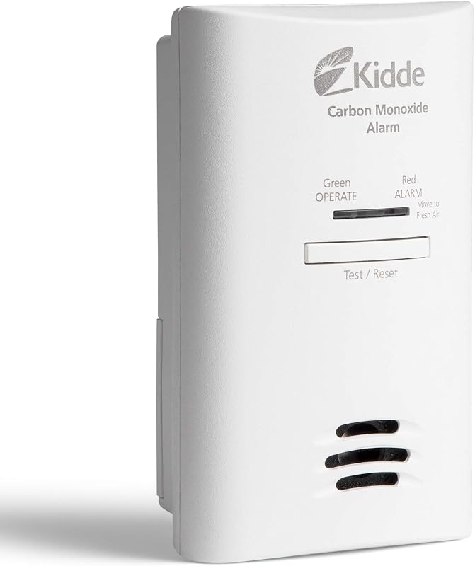 Detector de monóxido de carbono Kidde, enchufe de pared con respaldo de batería AA, botón de prueba de silencio