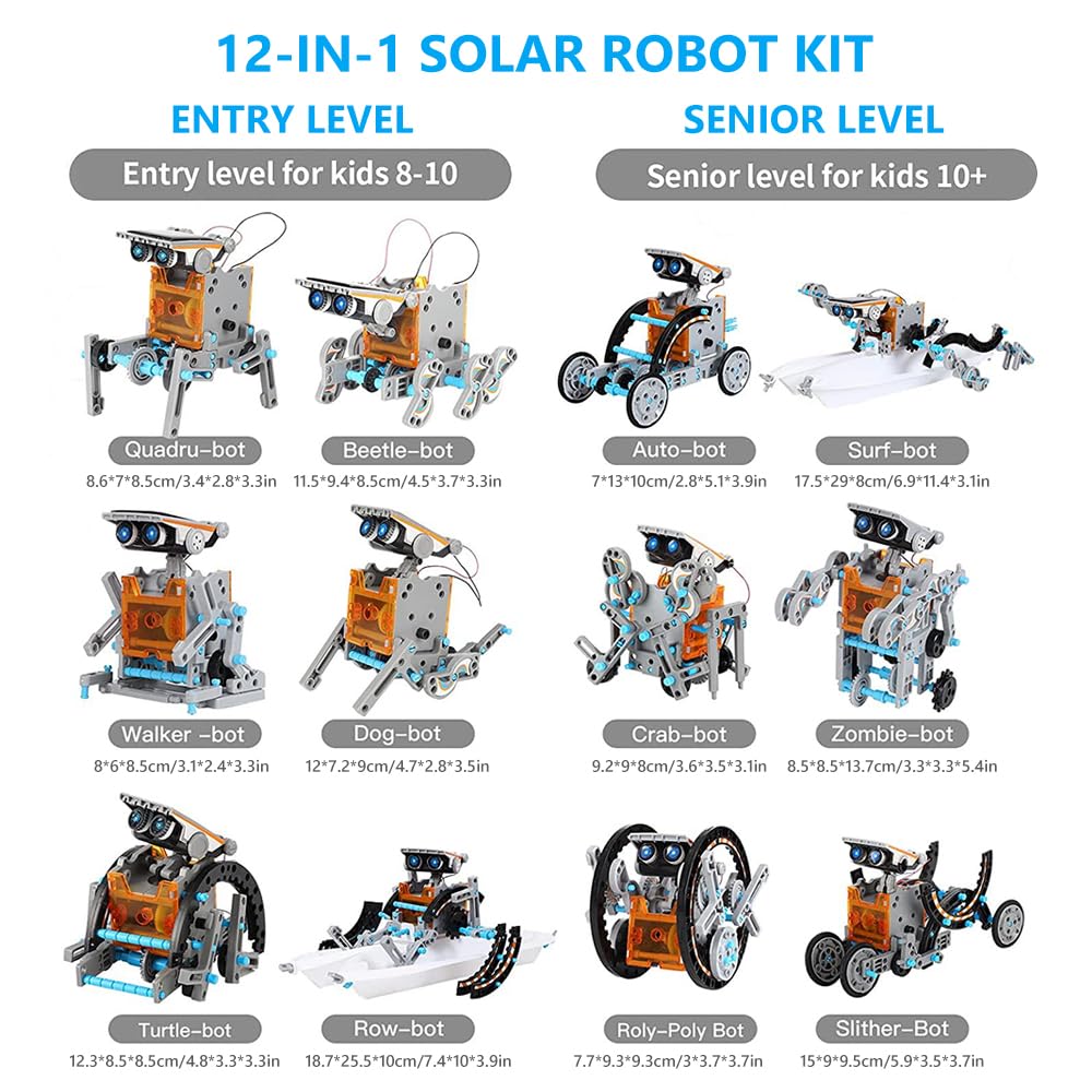 Robot Solar, 13 en 1 Robot Juguete Niño Maqueta Coche Juegos de Construcción Robótica Educativa al Aire Libre Experiencias Científicas Regalo para Niño Niña 10 11 12 13 14 Años