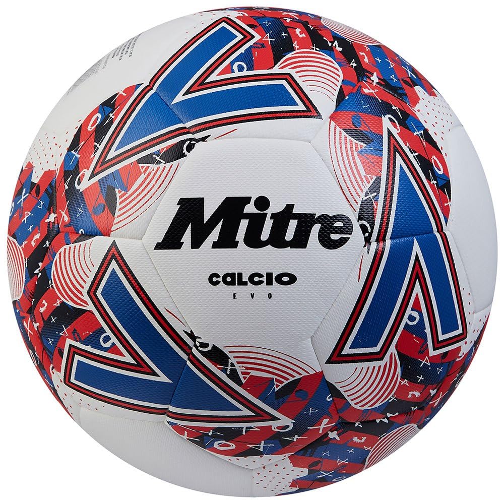 Mitre Calcio Evo 24 Football White Red Blue 30 Panel Ball Size 5