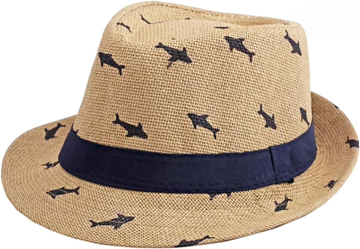 Boys UPF 50+ Fedora Hat Summer Sun Straw Beach Cap Outdoor Short Brim Jazz Cap Panama Trilby Party Hat Fancy Dress Costume