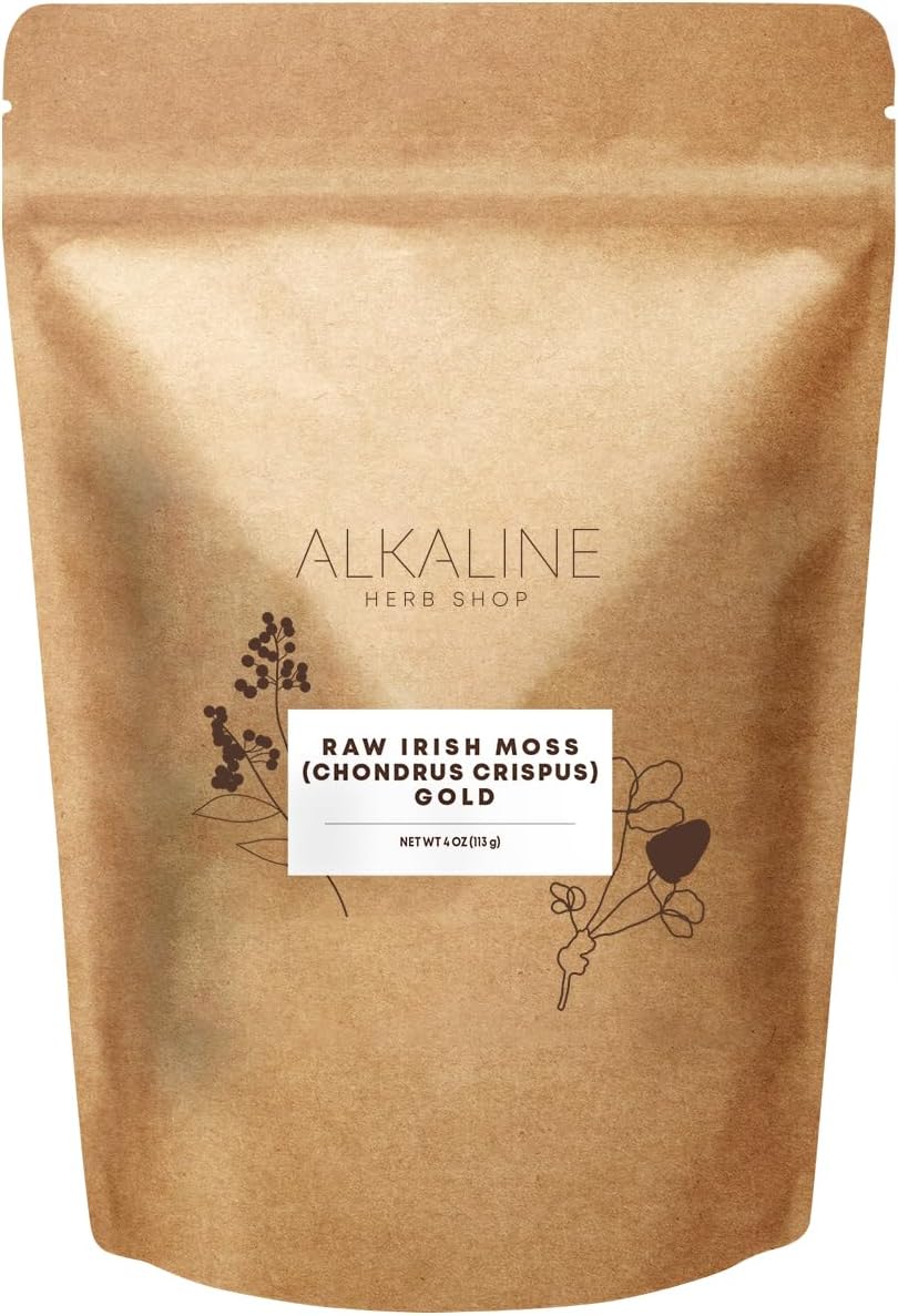 Alkaline Herb Shop Raw Chondrus Crispus Sea Moss Gold 4 oz (Irish Sea Moss)