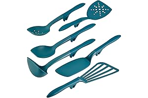 Rachel Ray Lazy Tools Nonstick Kitchen/Cooking Utensil Set, 6-Piece, Teal