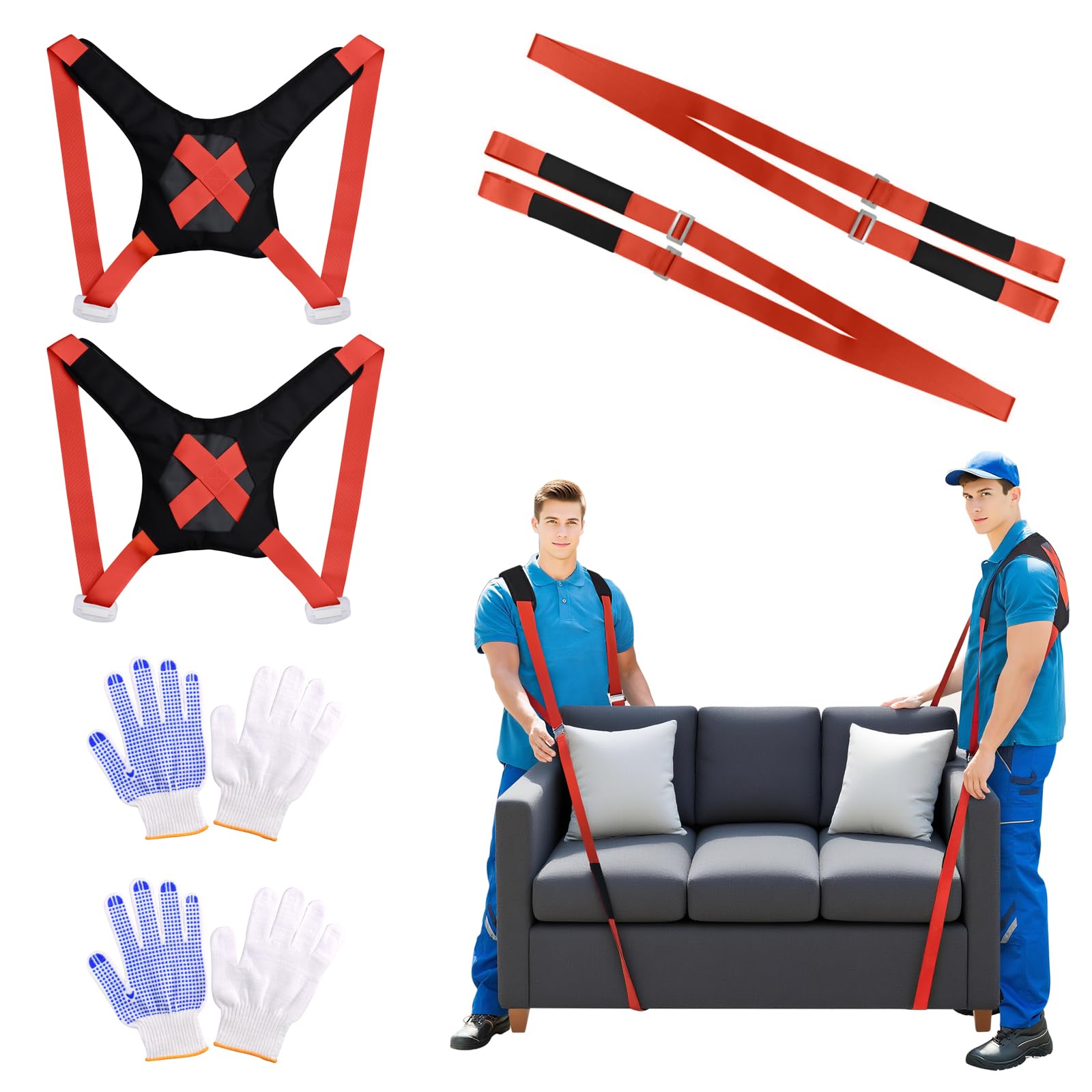 TRIWONDER Sangle de Déménagement 2 Personnes Sangles de Levage Supportant 400 kg pour Transport Meuble Appareils Électroménager
