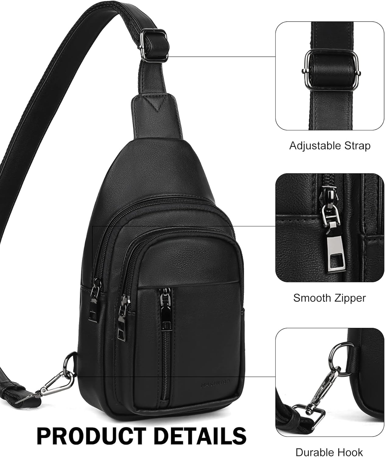 MASINTOR Sling Bag for Women - Crossbody Bags Fanny Pack with Vegan Leather - Adjustable Sling Backack for Travel - Image 6