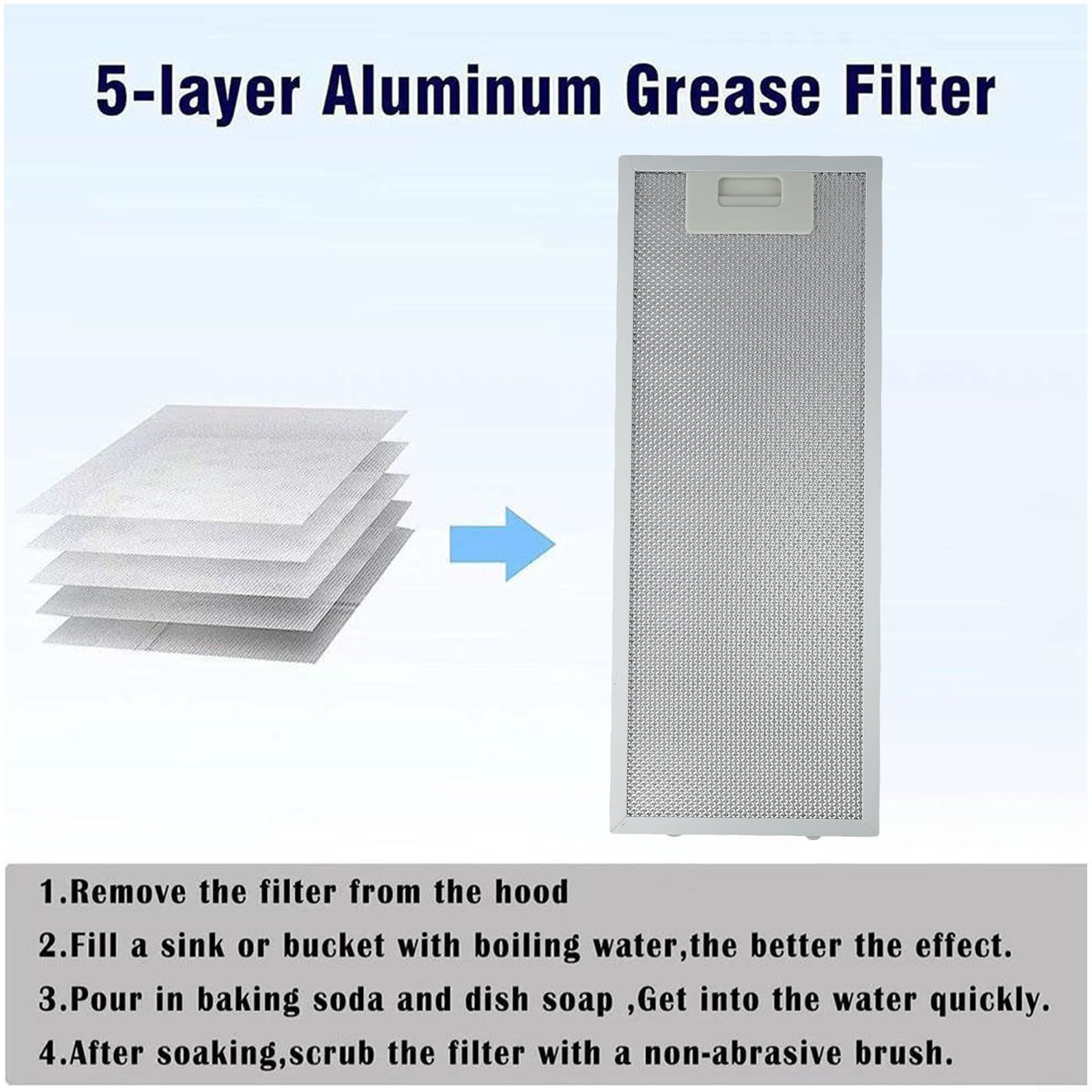 Filtre à Graisse En Métal Pour Hotte De Cuisine, Maille D'aluminium à 5 Couches, Filtre D'aération De Hotte De Cuisine, Filtre En Aluminium Pour Hotte De Cuisine (445 X 175 X 9