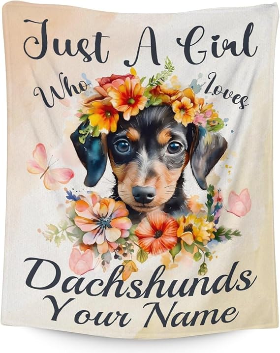 Custom Dachshund Throw Blanket for Dachshund Lovers - 30x40 Inches Lap Size - Soft Fluffy Cozy Blankets Gift - Colorful Cute Blanket Throws for Couch, Work