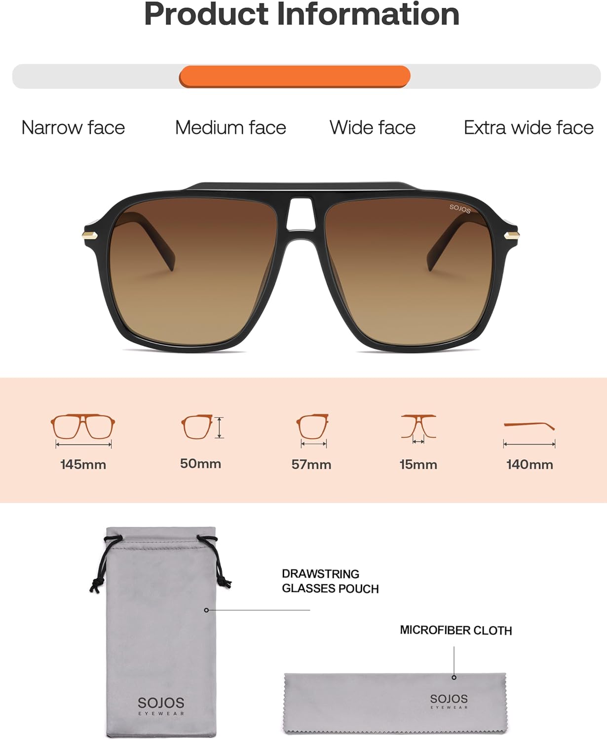 SOJOS Polarized Oversized Aviator Sunglasses for Men Women Square Pilot UV400 De Sol Para hombre SJ2647 - Image 7