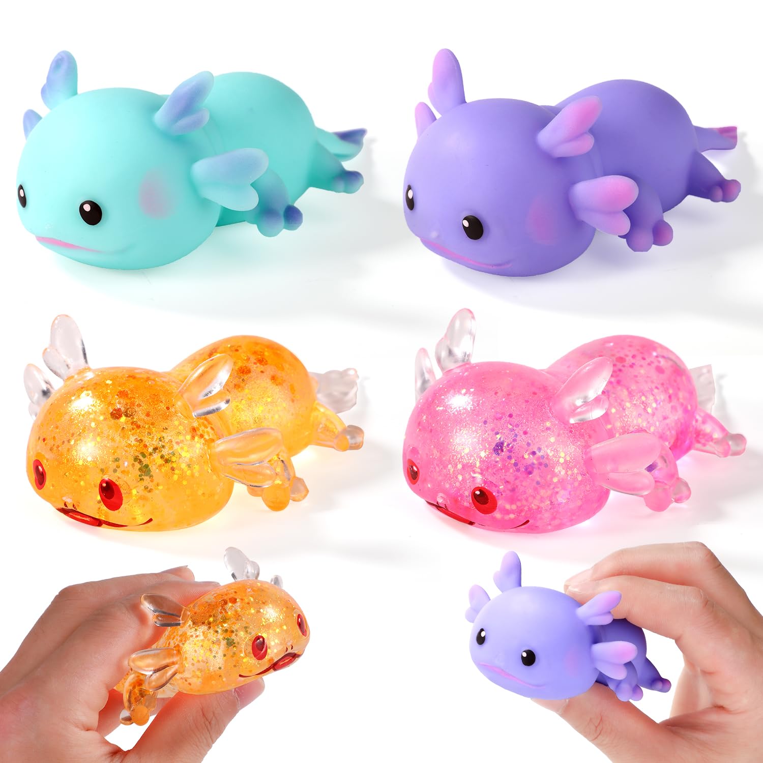 Squishy Toys Axolotl Set – 6 Stück, Je 8 Cm, Anti-Stress, Für Kindergeburtstage