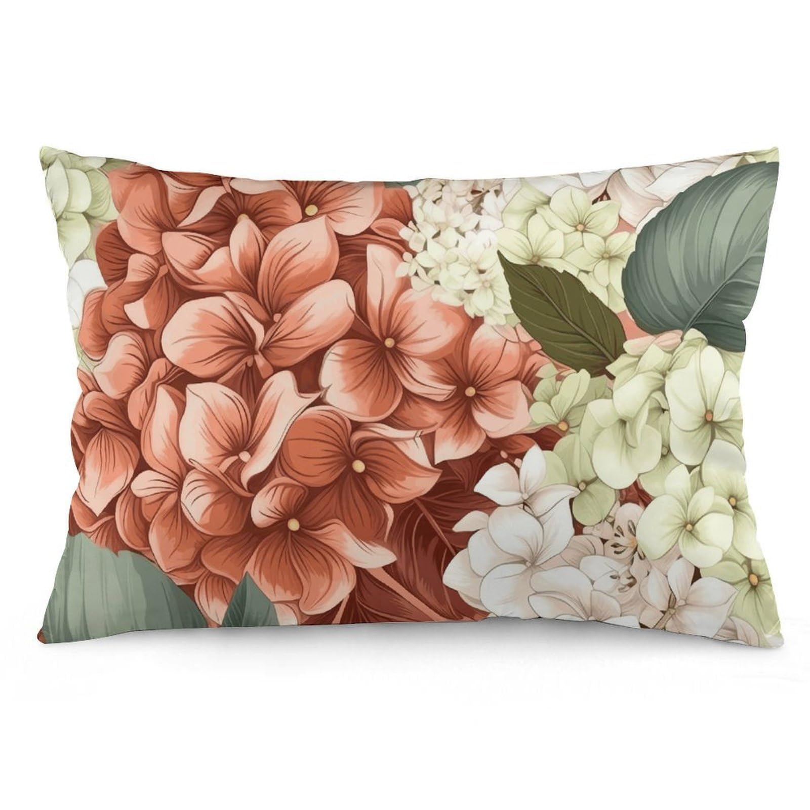 Velvet Pillowcases Standard Size 12 "x20, Ultra Soft Breathable Pillow Cases for Bed, Luxury Cozy Fuzzy Pillow Shams, Lumbar Pillow Cover, Hydrangeas Cushion Case Home Decor
