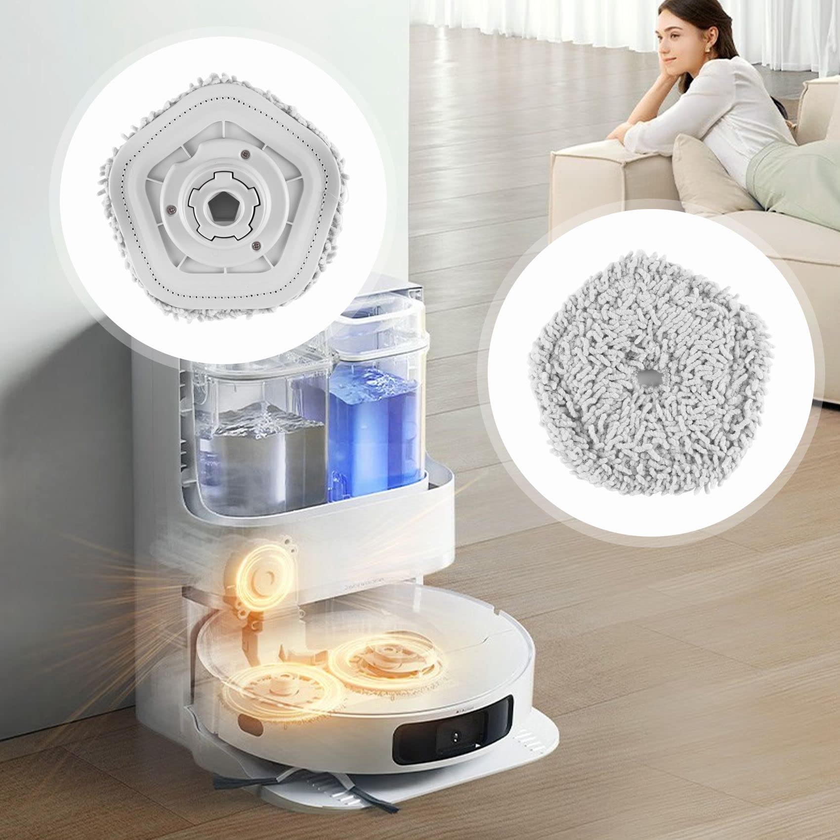 Panno Di Ricambio Per Robot Spazzatrice W10 E W10 PRO - 2 Pezzi Assorbenti E Magnetici - Foto 3