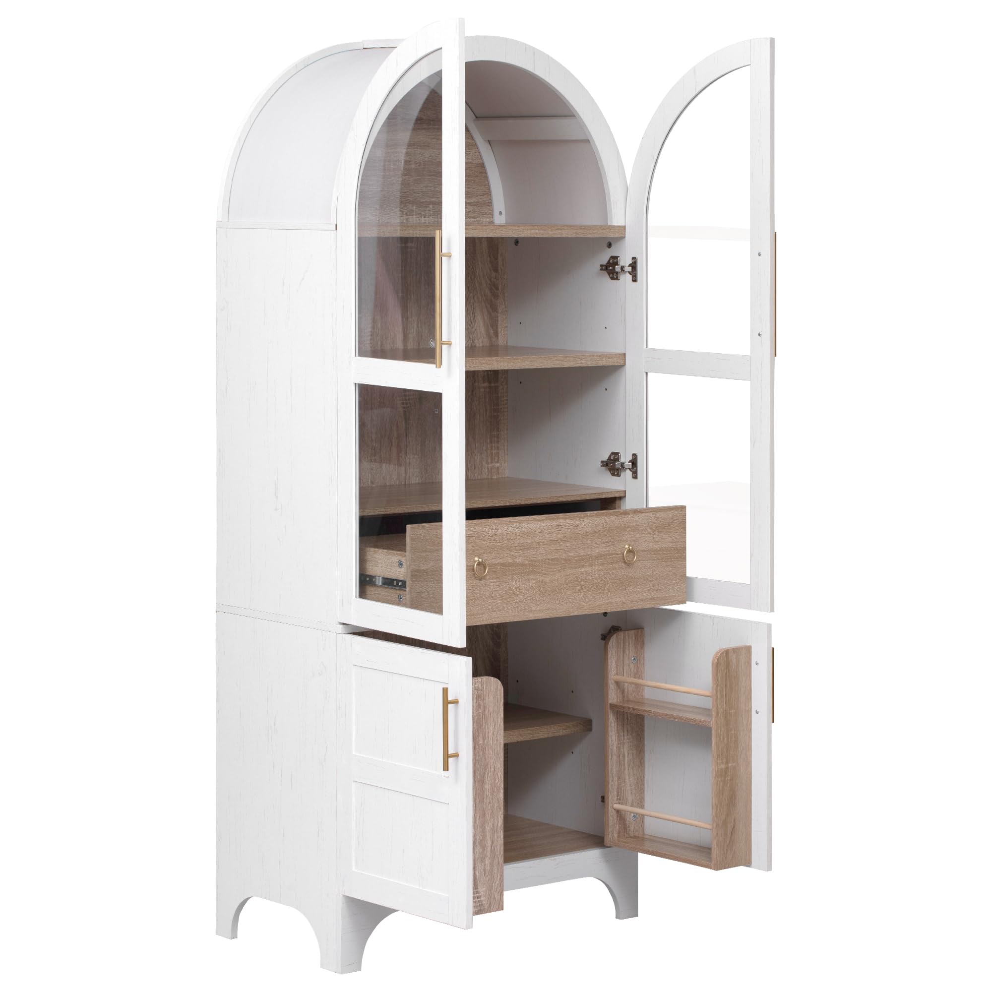 View 1 of *MISSING PARTS*Merax Farmhouse Arched Pantry Cabinet - White