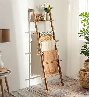 ZUNTO Blanket Ladder with Top Shelf for The Living Room - 67in Decorativ...