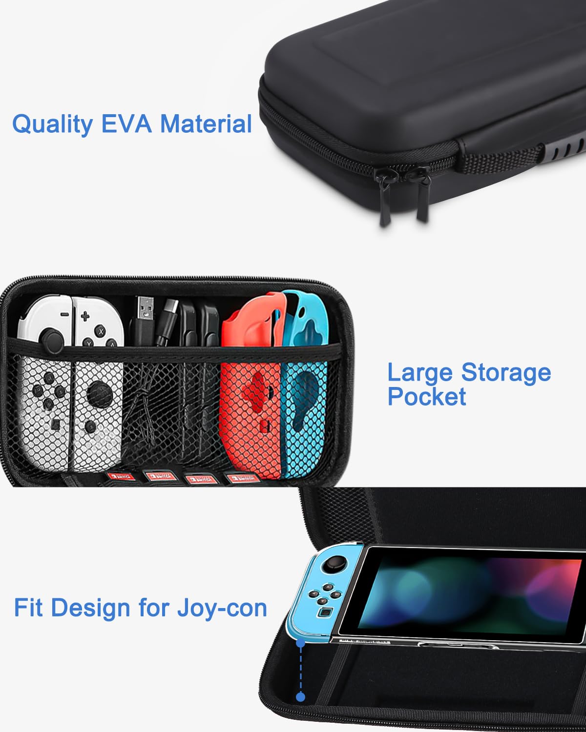 Jissta Funda para Nintendo Switch y Switch OLED, Accesorio Carcasa Protector Pantalla Rigido de Transporte, Accesorio Estuche Compatible con Consola Nintendo Switch y 10 Ranuras para Tarjeta