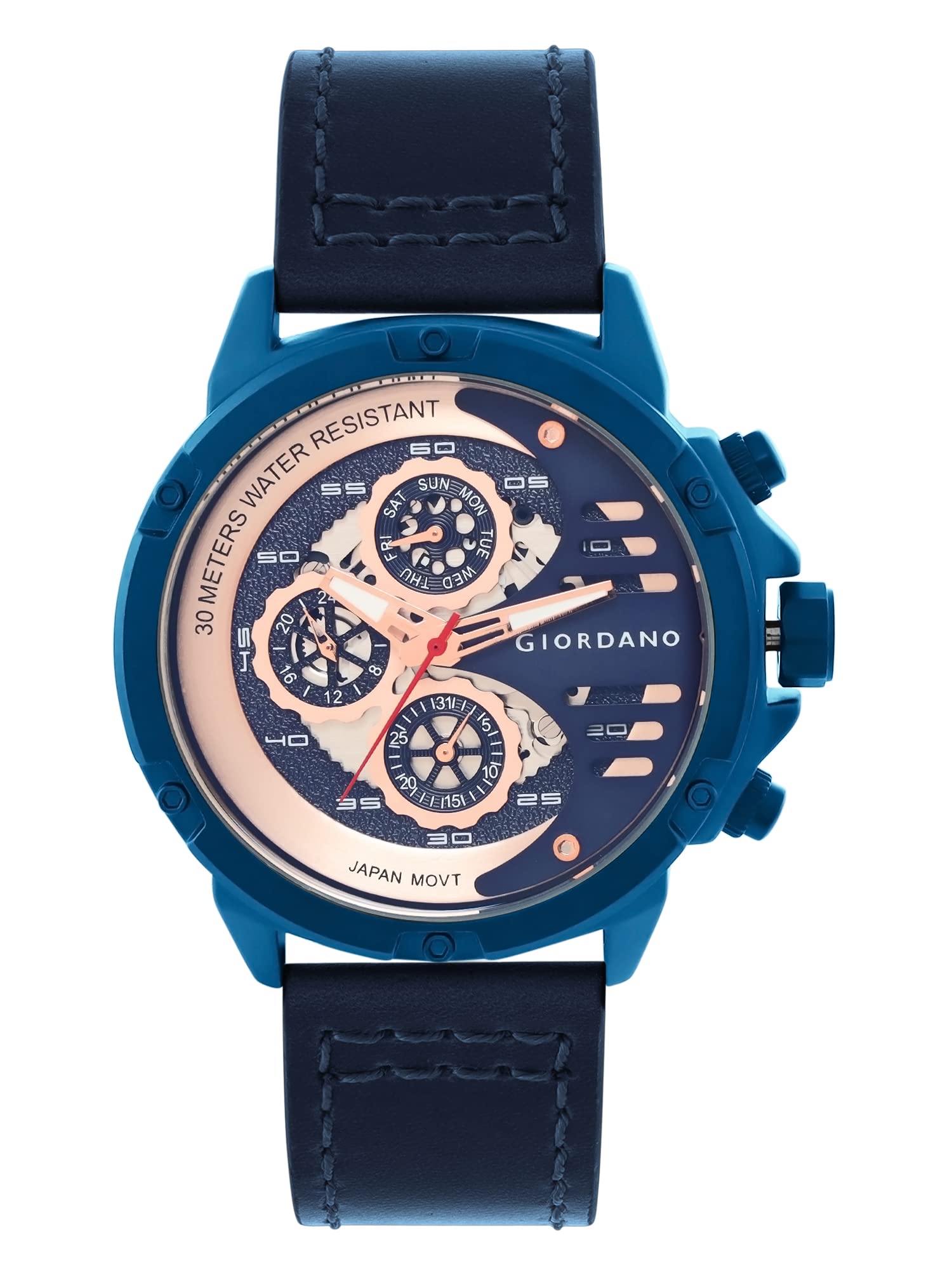 Giordano Wrist Watch for Men Stylish Leather Strap | Multifunctional Mechanism Analog Watch - GD-50015-02 (B0BQMCFNSK) Amazon Price History, Amazon Price Tracker
