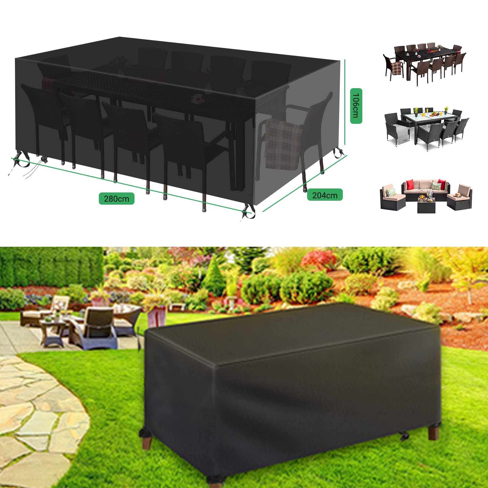 JORON Telone Impermeabile Per Mobili Da Giardino: 280x204x106 Cm, Anti-UV E Resistente All'Inverno