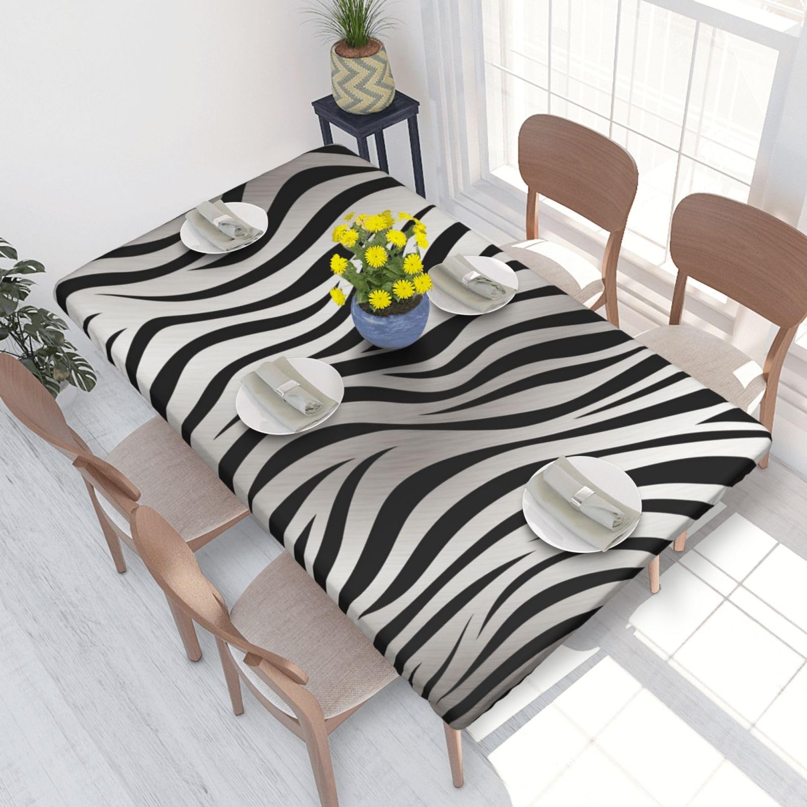 WPKJU Zebra Print prin Printed Tablecloths 4ft Rectangular Table Covers Washable Polyester Decorative Table Cloth for Dining Table Picnic Wedding