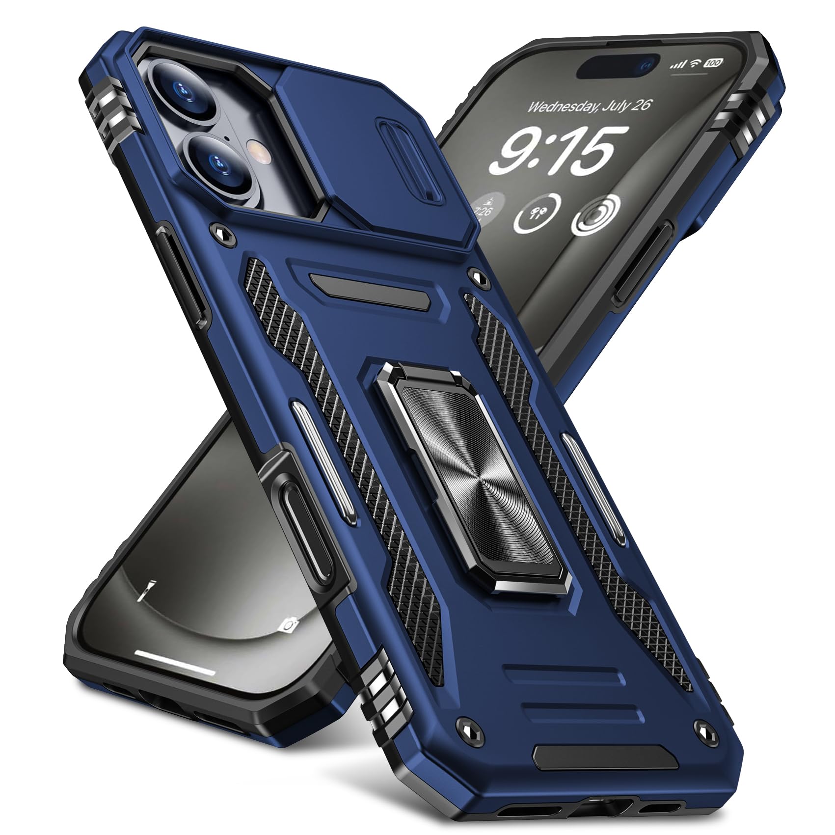 一点物❣️iPhone16plus用ネイビーリング付きケース Amazon.co.jp: PNEWQNE 対応 iPhone 16 Plus 用のケース リング付き