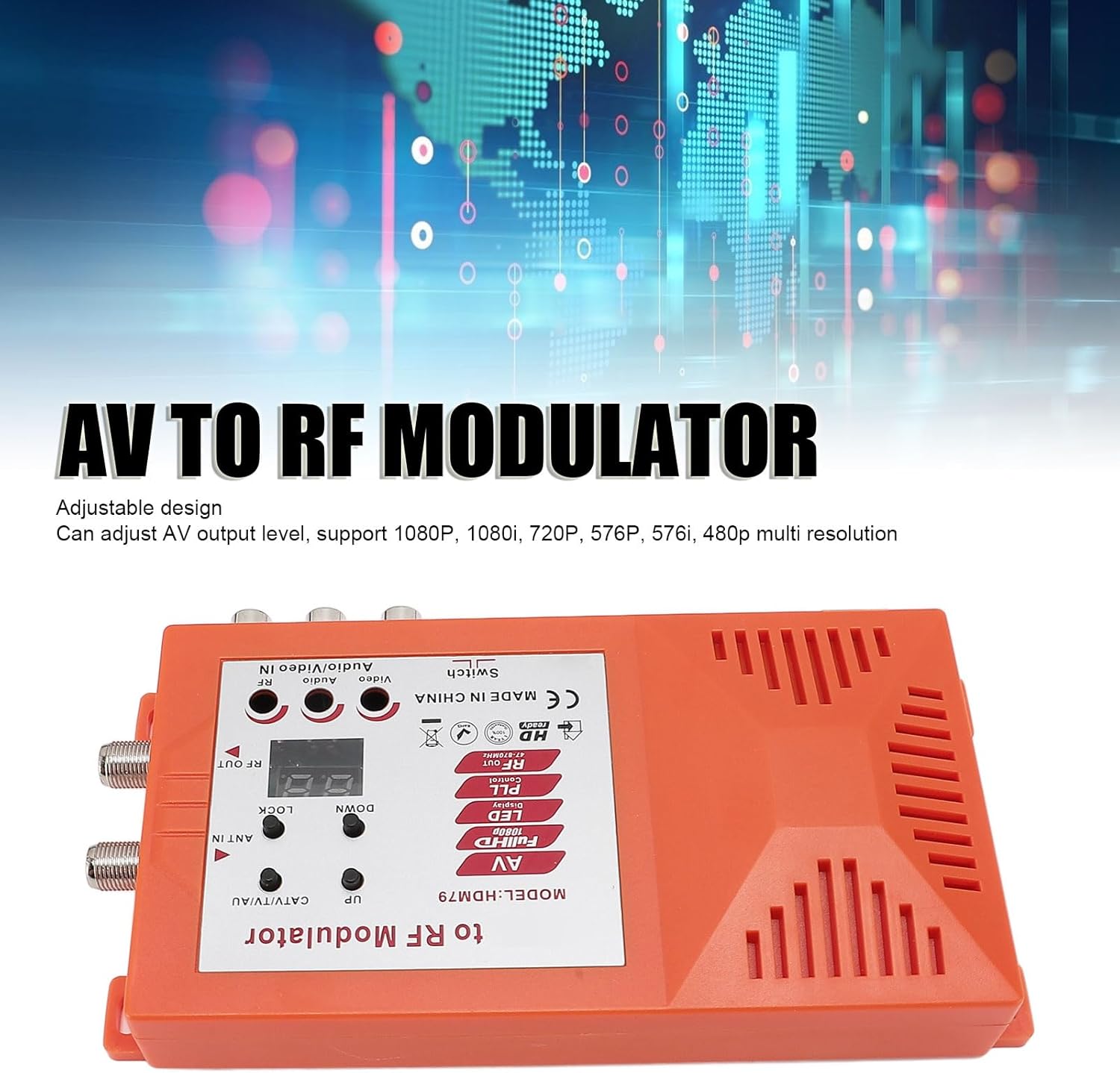 HD Multimedia Interface to RF Modulator, 1080P AV to RF Coaxial Converter Support PAL NTSC Format Output for Home HD Multimedia TV (US Plug)