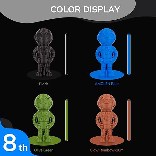 Vista 19 de AMOLEN - Paquete de 4 carretes de filamento de ácido poliláctico de seda para impresora 3D, brillante, bicolor, 1/16 de pulg./1.75 mm, azul Verde