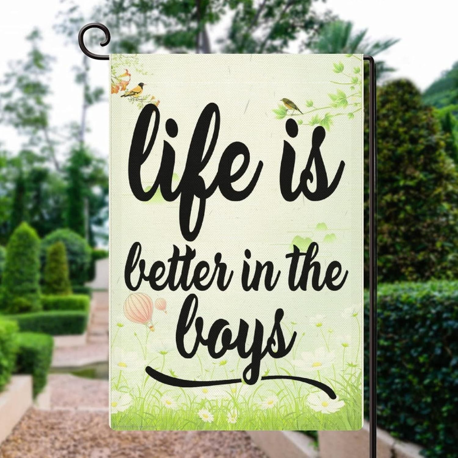 Life Is Better with My Boys Garden Flag Welcome Garden Flag 28"x40" Double Side Yard Outdoor Decoration Home Yard Lawn Patio Veranda Porch Decor