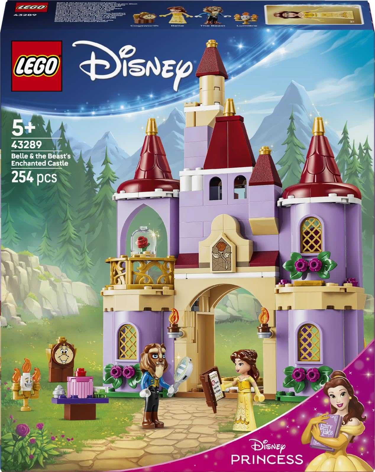 LEGO | Disney Princess Belle e il Castello Incantato della Bestia - Giocattolo con 2 Mini Bamboline e Figura di Lumière - Regalo per Bambine da 5 Anni in su e per Fan della Bella e la Bestia - 43289