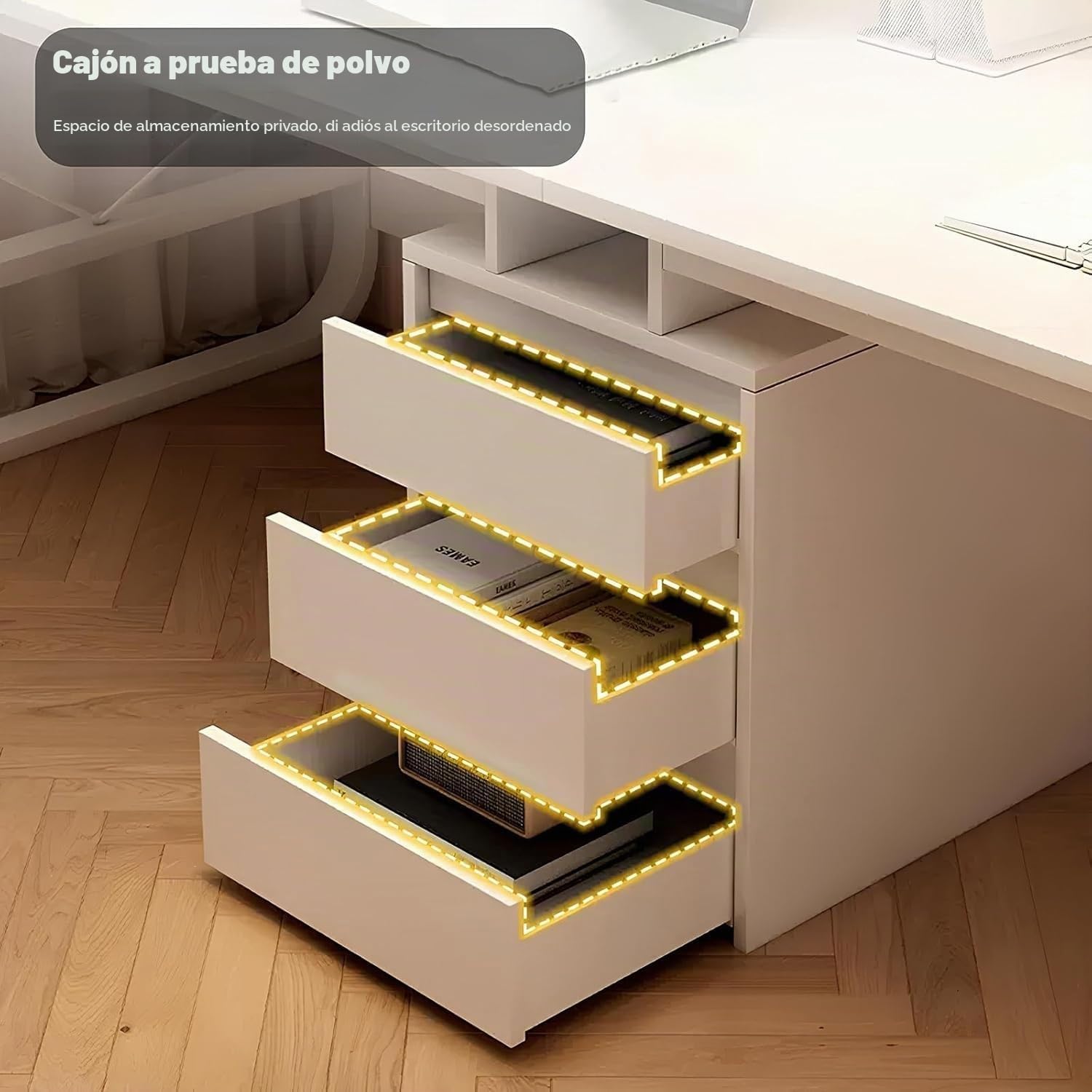 Escritorio de computadora, Escritorio Doble con cajones, Mesa de Escritura de Madera, Escritorio Doble Moderno, Escritorio Extra Largo para Oficina en casa. White,200cm/78.75in