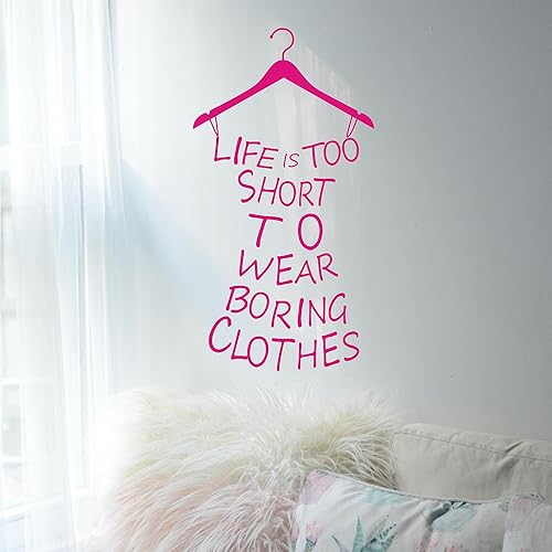 Miniatura 3 de Proverb Series Life Is Too Short to WearFashion Lady's - Vinilo removible para decoración de pared, calcomanía mural con texto en inglés "Life Is