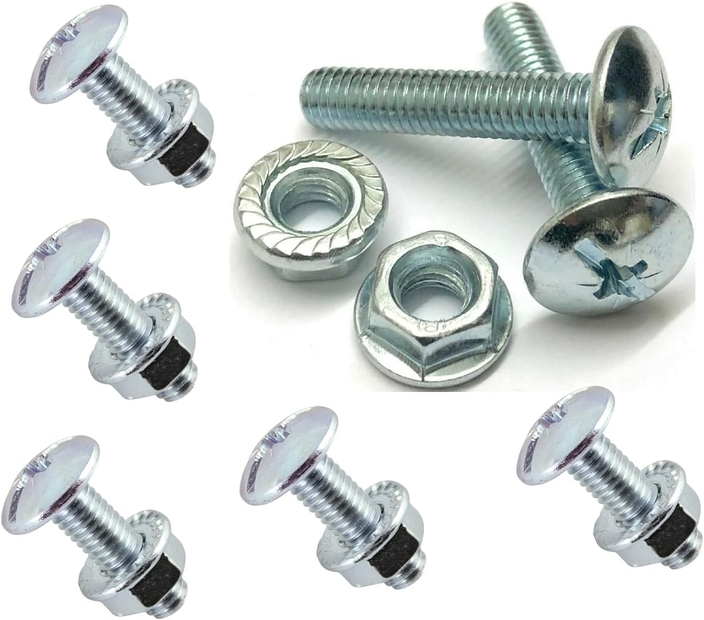 TERF® M6 X 25mm Roofing and Cable Tray Bolt with Flange Nut M6 (6mm) X 25mm Roofing Cable Tray Bolt Pozi Drive Dome Head with Serrated Hex Flange Nut Steel - Pack of 20